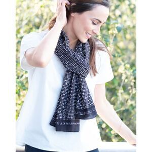 ANOKHI 100% cotton Lightweight Scarf‎ Black and White